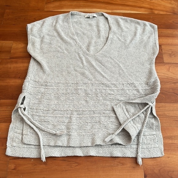 Madewell Gray Oversized Sailport Sweater Vest Tunic Top neutral grey side ties - Picture 3 of 7